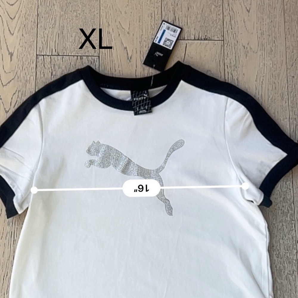 NWT PUMA X FENTY Black and White T7 Slim Tee - Picture 8 of 10